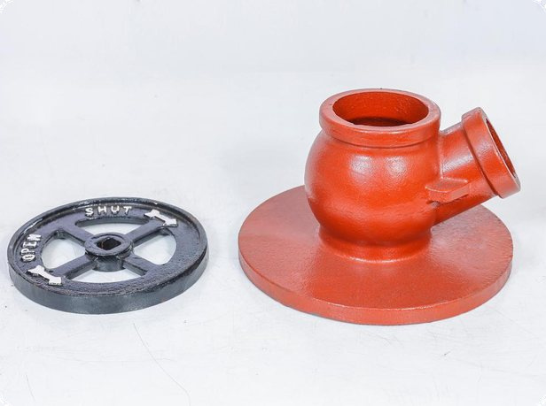 C.I. fire safety hydrant valve body and hand wheel